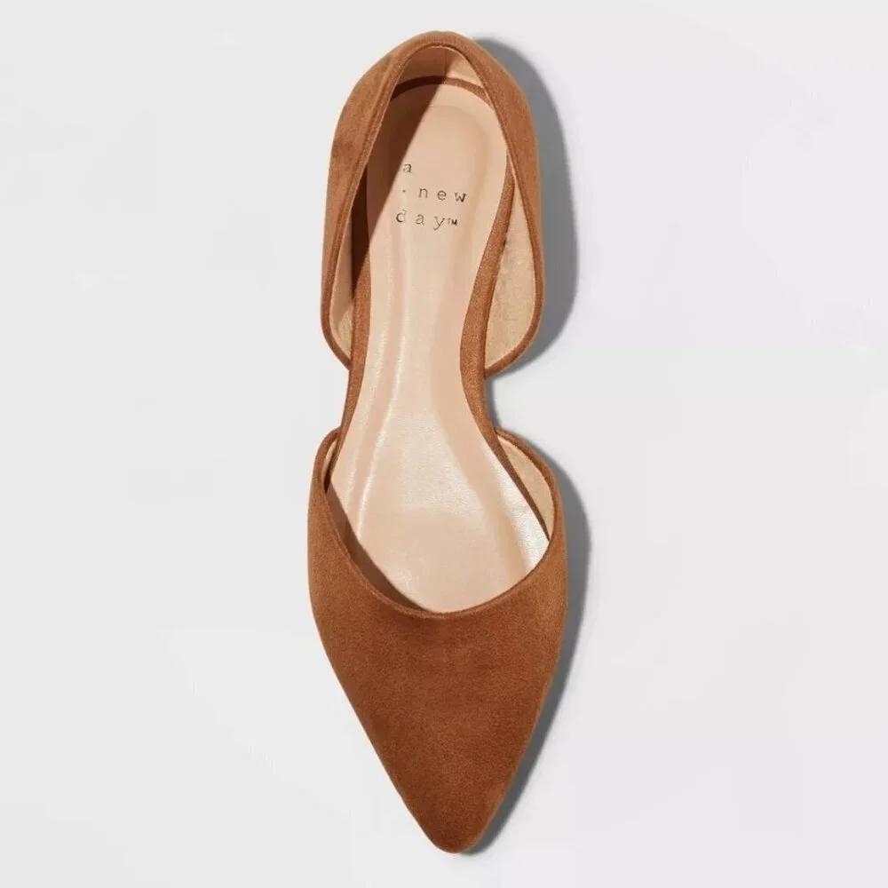 A New Day NWT SZ7 Julie Ballet Flats Cognac Closet Staple Academia Timeless Chic
